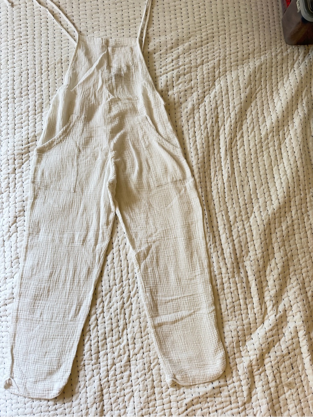 Stillwater Cream Gauze Linen-Style Overalls